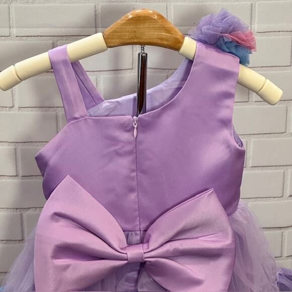 Elegant Princess Purple Party Dress 90 US 18-24 Months Tulle Bow Sequin Dress - Picture 6 of 13